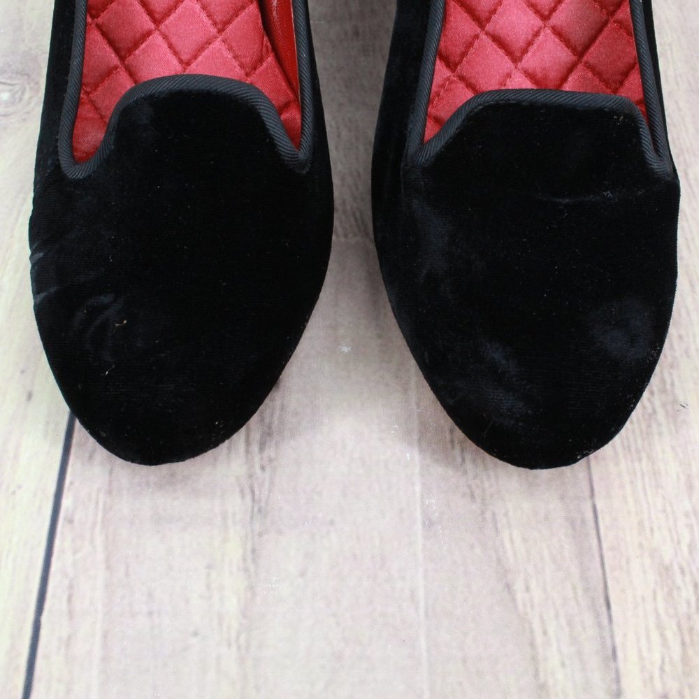 COLE HAAN Black Velvet Slip on Air Soles Block Heel Shoes Size 8.5 B - Picture 5 of 11